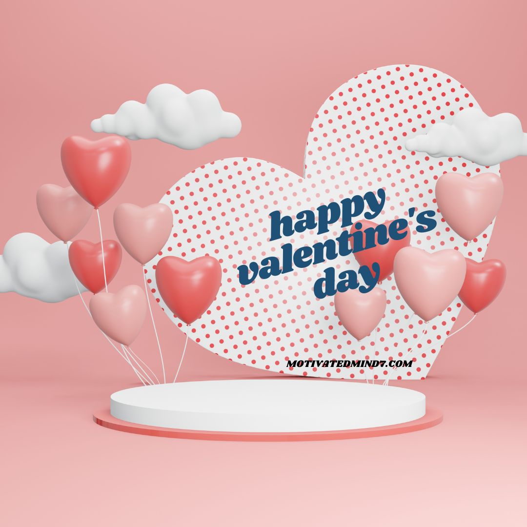One big heart with so many ballons of heart shape.