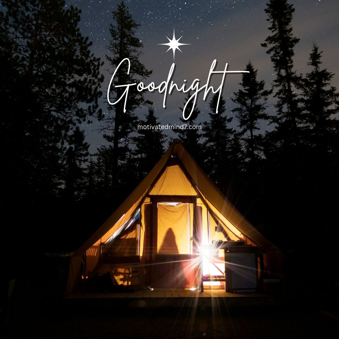 Inspirational Good Night Quote: 'Stop dreaming and start doing' Overlaid on a Scenic View of a Sunset or Sunrise with a Clear Sky Transitioning from Blue to Orange Hues, and Calm Water Reflecting the Vibrant Colors.