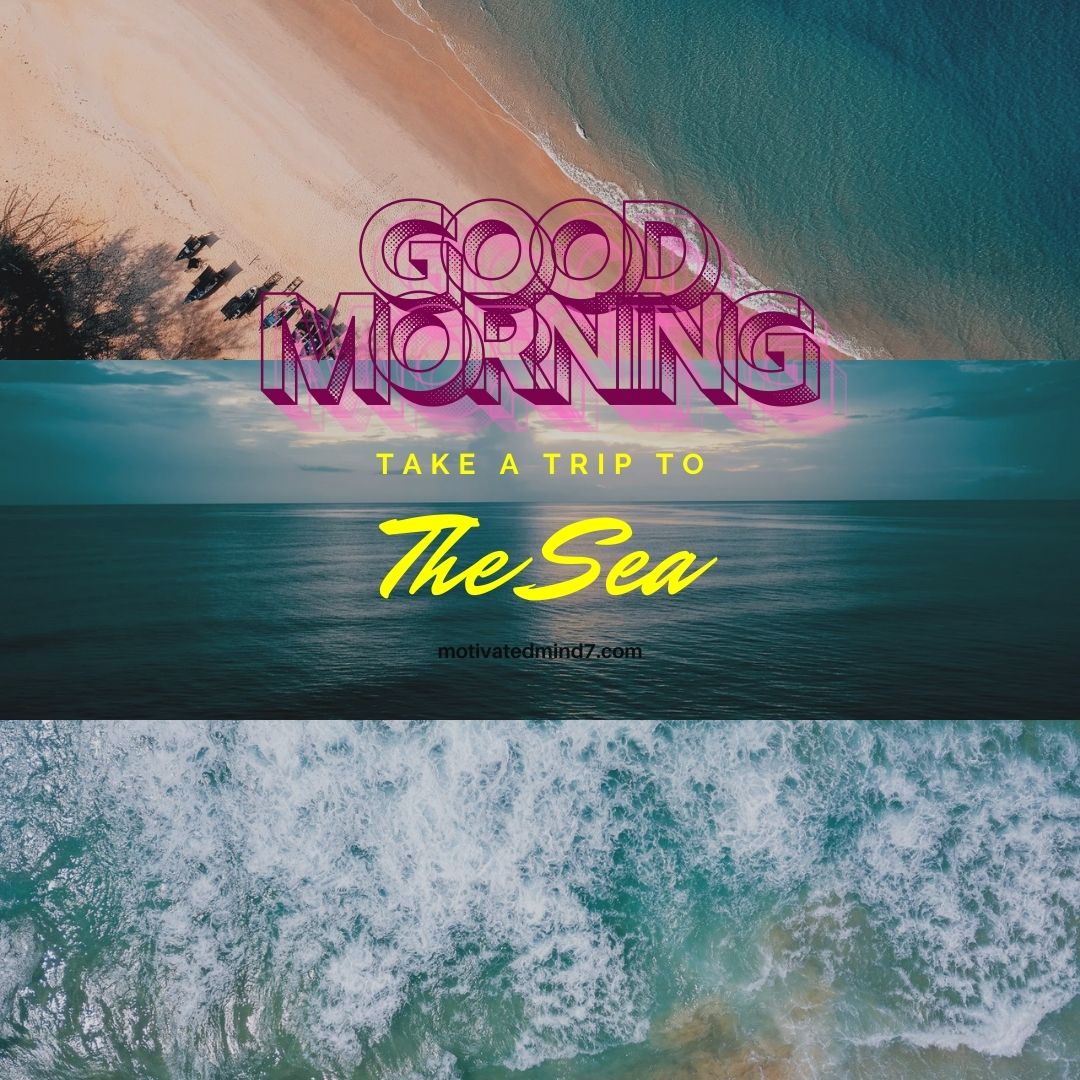 There are three images in one frame in horizontal mode. In first image there is a beach with waves and in middle image it's a quite ocean with dark blue color and next is a sandy beach with some boats standing on the sand.